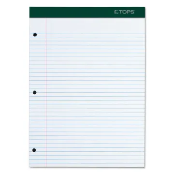 Double Docket Ruled Pads, Medium/College Rule, 8.5 x 11.75, White, 100 Sheets