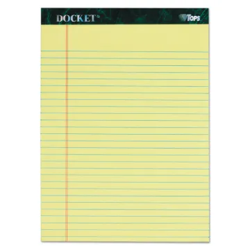 Docket Ruled Perforated Pads, Wide/Legal Rule, 8.5 x 11.75, Canary, 50 Sheets, 6/Pack