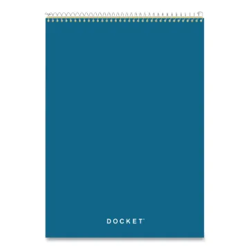 Docket Ruled Wirebound Pad with Cover, Wide/Legal Rule, Blue Cover, 70 Canary-Yellow 8.5 x 11.75 She
