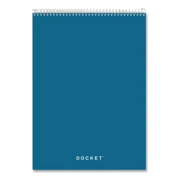 Docket Ruled Wirebound Pad with Cover, 1 Subject, Wide/Legal Rule, Blue Cover, 8.5 x 11.75, 70 Sheet