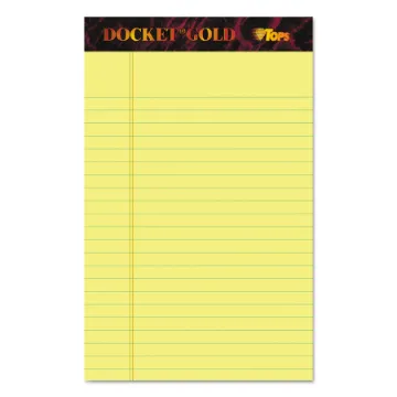 Docket Gold Ruled Perforated Pads, Narrow Rule, 5 x 8, Canary, 50 Sheets, 12/Pack