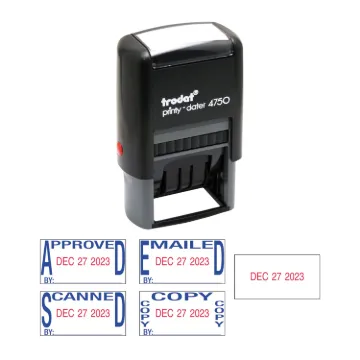 Economy 5-in-1 Date Stamp, Self-Inking, 1 x 1 5/8, Blue/Red