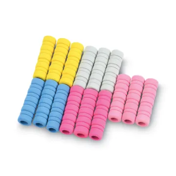 Ribbed Pencil Cushions, 1.75", Assorted Colors, 50/Box