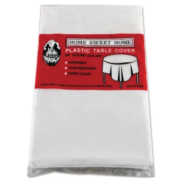 Table Mate 84'' White Round Plastic Table Cover - 24/Case