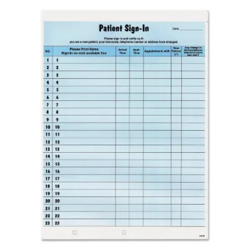 Patient Sign-In Label Forms, 8 1/2 x 11 5/8, 125 Sheets/Pack, Blue