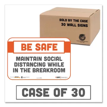 BeSafe Messaging Repositionable Wall/Door Signs, 9 x 6, Maintain Social Distancing While In The Brea