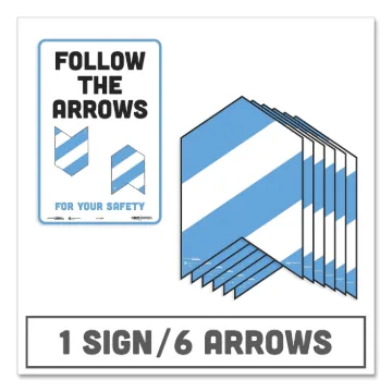 BeSafe Messaging Education Floor Arrows and Wall Sign, Follow The Arrows For Your Safety, 12x18, Whi