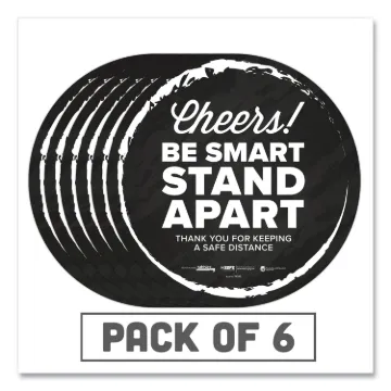 BeSafe Messaging Floor Decals, Cheers;Be Smart Stand Apart;Thank You for Keeping A Safe Distance, 12
