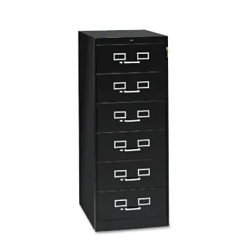 Six-Drawer Multimedia Cabinet for 6 x 9 Cards, 21.25w x 28.5d x 52h, Black