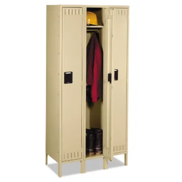 Single Tier Locker with Legs, Three Units, 36w x 18d x 78h, Sand