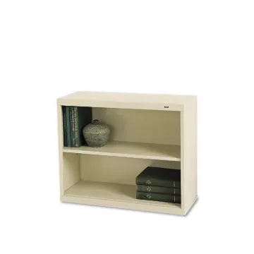 Metal Bookcase, Two-Shelf, 34-1/2w x 13-1/2d x 28h, Putty