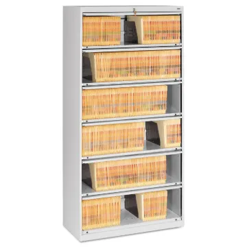 Closed Fixed Six-Shelf Lateral File, 36w x 16.5d x 75.25h, Light Gray