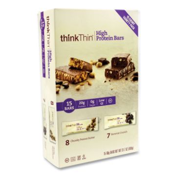 High Protein Bars, Brownie Crunch/Chunky Peanut Butter, 2.1 oz Bar, 15 Bars/Carton, Free Delivery in