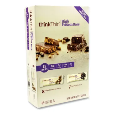 High Protein Bars, Brownie Crunch/Chunky Peanut Butter, 2.1 oz Bar, 15 Bars/Carton, Free Delivery in
