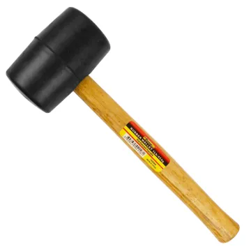 1lb(0.45kg) Solid Black Rubber Head Rubber mallet with Wooden Handle