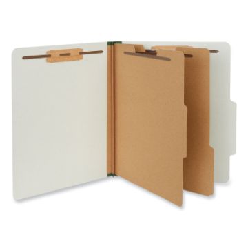 Six--Section Pressboard Classification Folders, 2 Dividers, Letter Size, Gray, 10/Box
