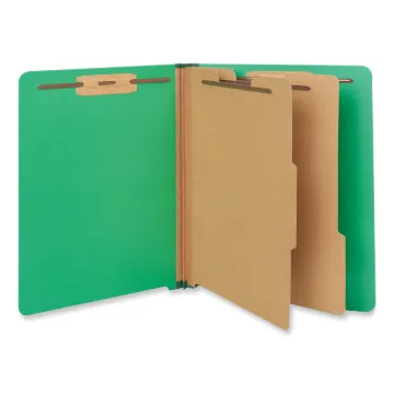 Deluxe Six-Section Colored Pressboard End Tab Classification Folders, 2 Dividers, Letter Size, Green