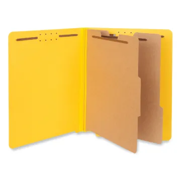 Deluxe Six-Section Colored Pressboard End Tab Classification Folders, 2 Dividers, Letter Size, Yello