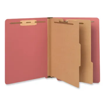 Deluxe Six-Section Colored Pressboard End Tab Classification Folders, 2 Dividers, Letter Size, Brigh