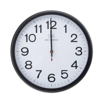 Deluxe 13 1/2" Indoor/Outdoor Atomic Clock, 13.5" Overall Diameter, Black Case, 1 AA (sold separatel