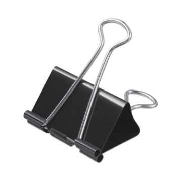 Binder Clips in Dispenser Tub, Large, Black/Silver, 12/Pack