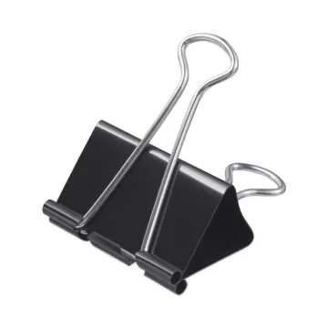 Binder Clips in Dispenser Tub, Large, Black/Silver, 12/Pack