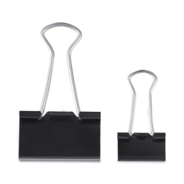 Binder Clips in Dispenser Tub, Assorted Sizes, Black/Silver, 60/Pack