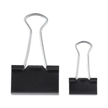 Binder Clips in Dispenser Tub, Assorted Sizes, Black/Silver, 60/Pack