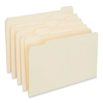 Top Tab Manila File Folders, 1/5-Cut Tabs, Assorted Positions, Letter Size, 11 pt. Manila, 100/Box