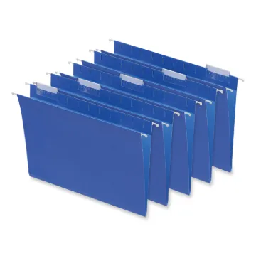 Deluxe Bright Color Hanging File Folders, Letter Size, 1/5-Cut Tab, Blue, 25/Box