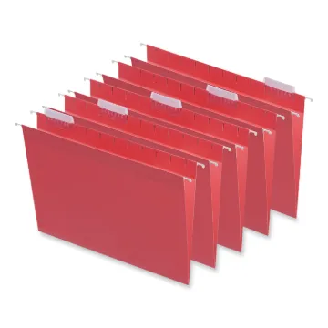 Deluxe Bright Color Hanging File Folders, Letter Size, 1/5-Cut Tab, Red, 25/Box