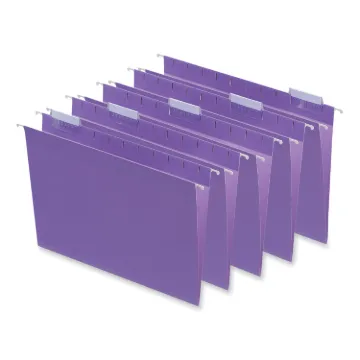 Deluxe Bright Color Hanging File Folders, Letter Size, 1/5-Cut Tab, Violet, 25/Box