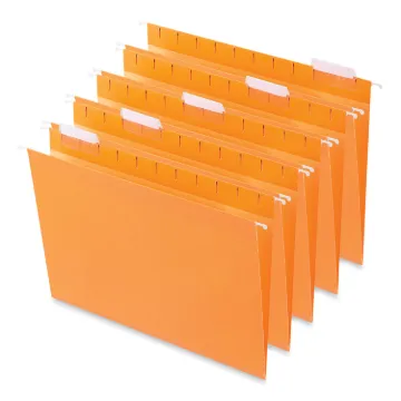 Deluxe Bright Color Hanging File Folders, Letter Size, 1/5-Cut Tab, Orange, 25/Box