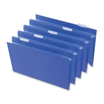 Deluxe Bright Color Hanging File Folders, Legal Size, 1/5-Cut Tab, Blue, 25/Box