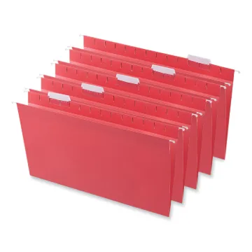 Deluxe Bright Color Hanging File Folders, Legal Size, 1/5-Cut Tab, Red, 25/Box