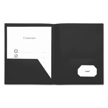 Two-Pocket Plastic Folders, 11 x 8 1/2, Black, 10/Pack