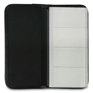 Business Card Holder, Vinyl, Black, 4 3/4 x 10 1/8