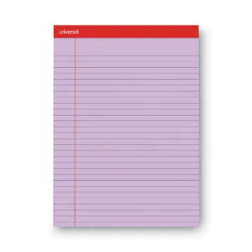 Colored Perforated Writing Pads, Wide/Legal Rule, 8.5 x 11, Orchid, 50 Sheets, Dozen