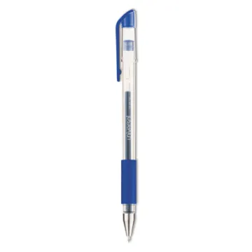Comfort Grip Gel Pen, Stick, Medium 0.7 mm, Blue Ink, Clear Barrel, Dozen