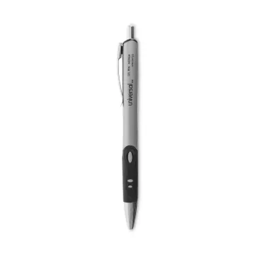 Comfort Grip Retractable Gel Pen, Medium 0.7mm, Black Ink, Silver Barrel, Dozen