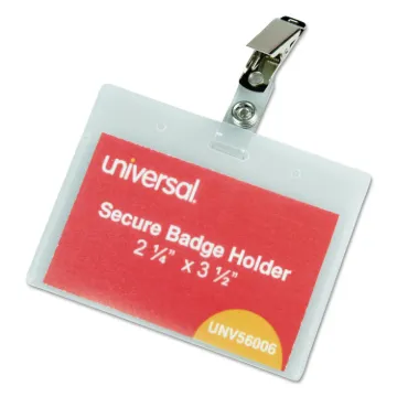 Deluxe Clear Badge Holder w/Garment-Safe Clips, 2.25 x 3.5, White Insert, 50/Box