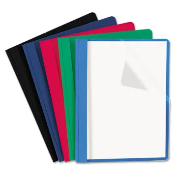 Clear Front Report Cover, Tang Fasteners, Letter Size, Assorted Colors, 25/Box