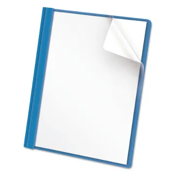 Clear Front Report Cover, Tang Fasteners, Letter Size, Light Blue, 25/Box