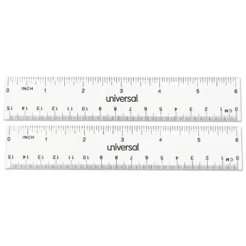 Clear Plastic Ruler, Standard/Metric, 6" Long, Clear, 2/Pack