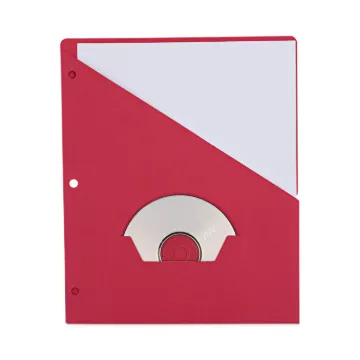 Slash-Cut Pockets for Three-Ring Binders, Jacket, Letter, 11 Pt., Red, 10/Pack