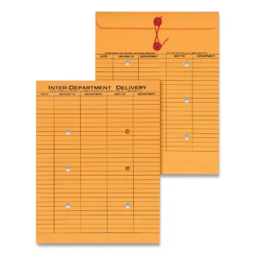 String and Button Interoffice Envelope, #97, Two-Sided Five-Column Format, 10 x 13, Light Brown Kraf