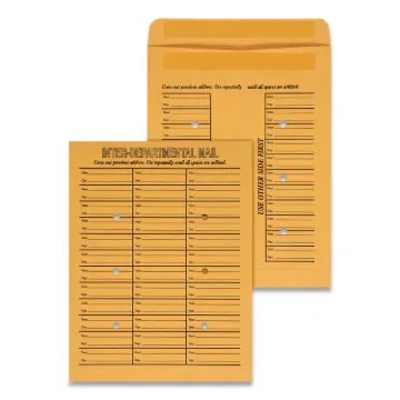 Deluxe Interoffice Press and Seal Envelopes, #97, Two-Sided Three-Column Format, 10 x 13, Brown Kraf