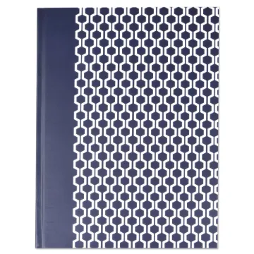 Casebound Hardcover Notebook, Wide/Legal Rule, Blue/Hex Pattern, 10.25 x 7.68, 150 Sheets