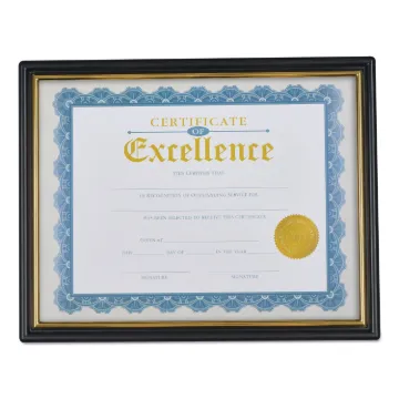 Document Frames, Plastic, 8 1/2 x 10 Insert, Black/Gold, 3/Pack