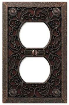 Amerelle 65DDB Wallplate, 4-1/2 in L, 2-13/16 in W, 1-Gang, Metal, Aged Bronze